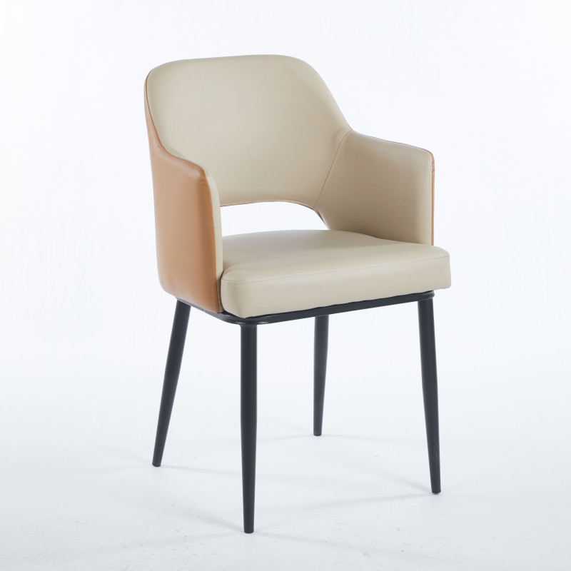 Chaise MAGGI Simili-cuir - Beige-Café - Madrid Mobiliario