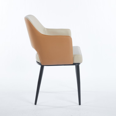 Chaise MAGGI Simili-cuir - Beige-Café - Madrid Mobiliario