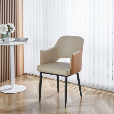 Chaise MAGGI Simili-cuir - Beige-Café - Madrid Mobiliario