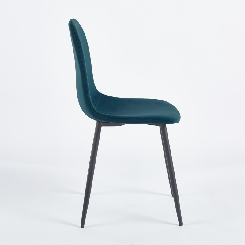 Chaise SIMP Velours - Bleu Marine - Lot de 4 - Madrid Mobiliario