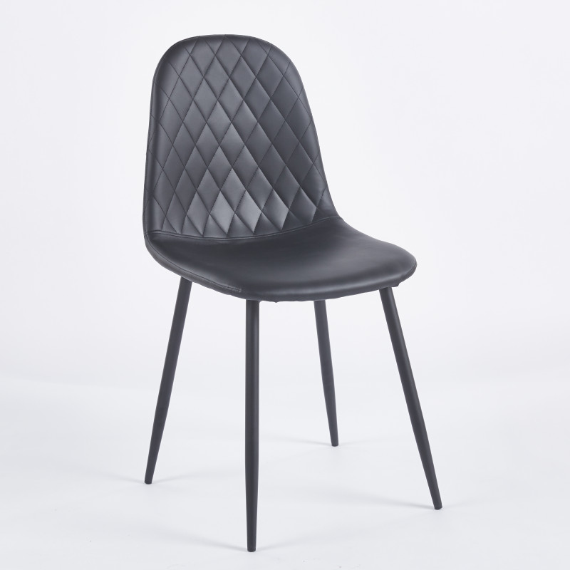 Chaise SIMP Simili-cuir - Noir - Lot de 4 - Madrid Mobiliario