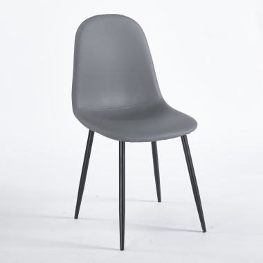 Chaise SIMP Polipiel - Gris - Lot de 4 - Madrid Mobiliario