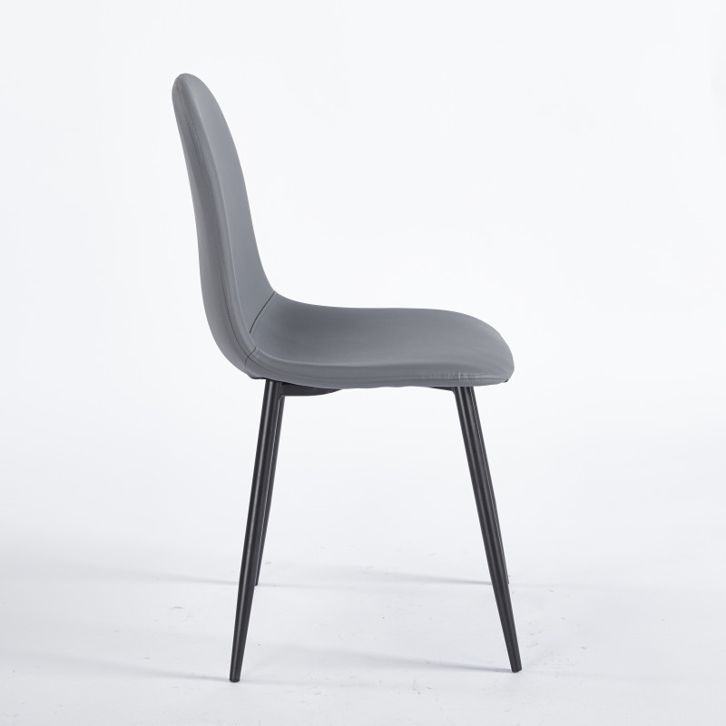 Chaise SIMP Polipiel - Gris - Lot de 4 - Madrid Mobiliario