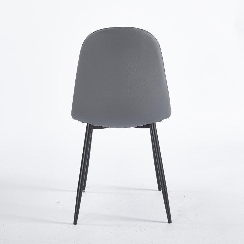 Chaise SIMP Polipiel - Gris - Lot de 4 - Madrid Mobiliario