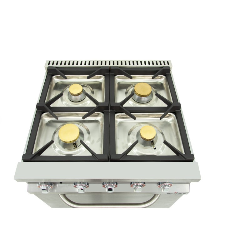Fourneau à gaz - 4 foyers - 2x7,5  2x5,5 kW - Avec four GN2/1 - Arilex  au meilleur prix sur Restock CHR