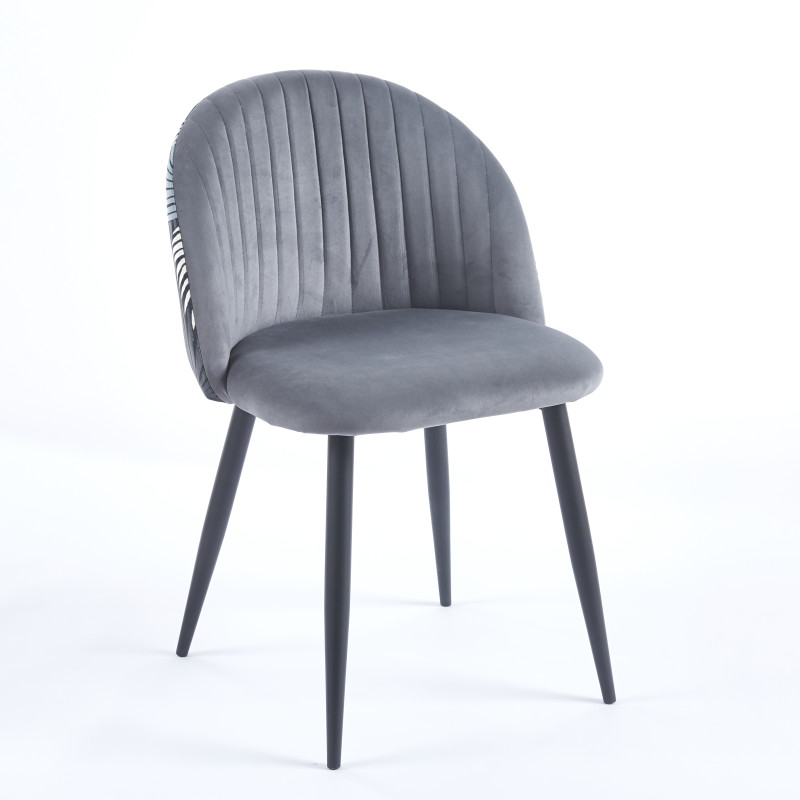Chaise YUMI Floral - Gris - Madrid Mobiliario