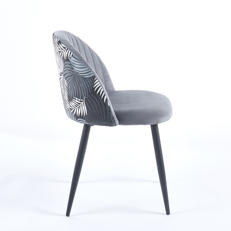 Chaise YUMI Floral - Gris - Madrid Mobiliario