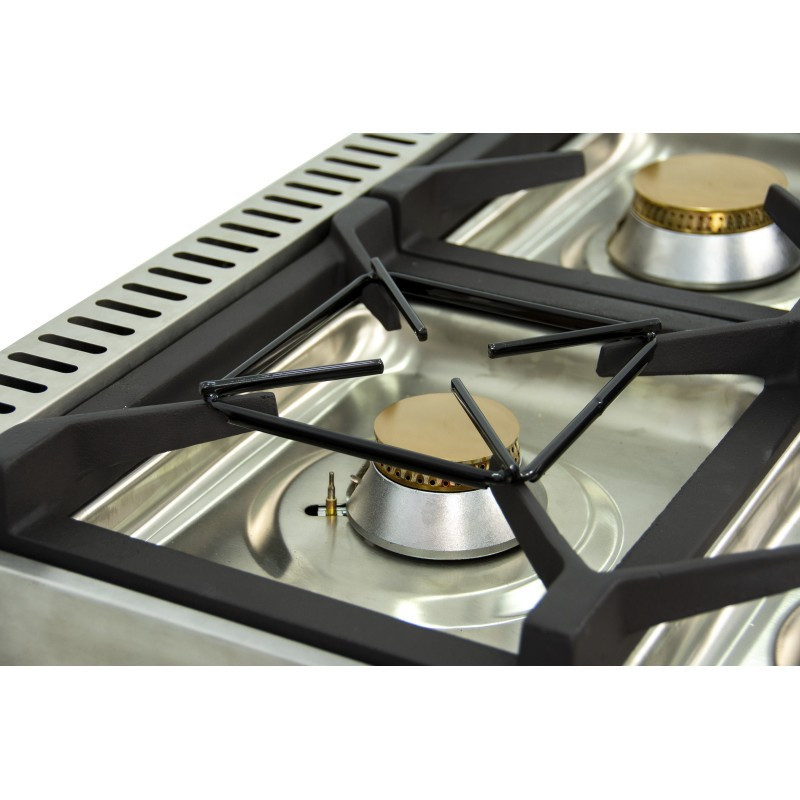 Fourneau à gaz - 4 foyers - 2x7,5  2x5,5 kW - Avec four GN2/1 - Arilex  au meilleur prix sur Restock CHR