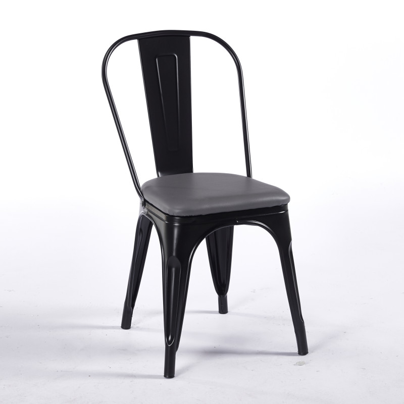 Chaise TOIX Tapissé - Gris - Lot de 4 - Madrid Mobiliario