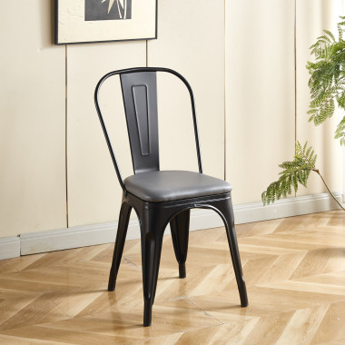 Chaise TOIX Tapissé - Gris - Lot de 4 - Madrid Mobiliario