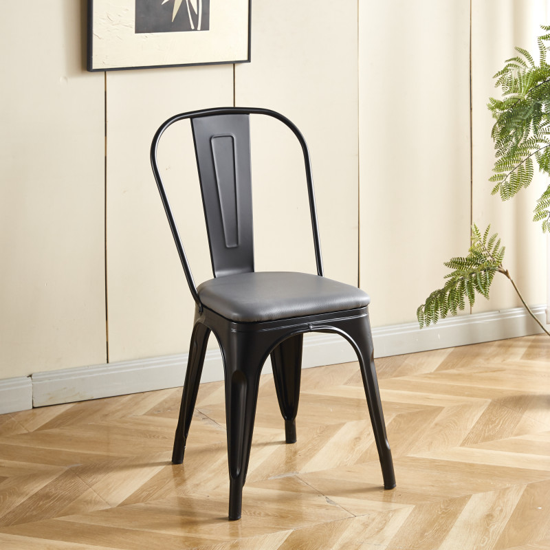 Chaise TOIX Tapissé - Gris - Lot de 4 - Madrid Mobiliario