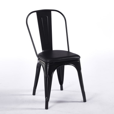 Chaise TOIX Tapissé - Noir - Lot de 4 - Madrid Mobiliario
