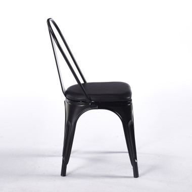Chaise TOIX Tapissé - Noir - Lot de 4 - Madrid Mobiliario