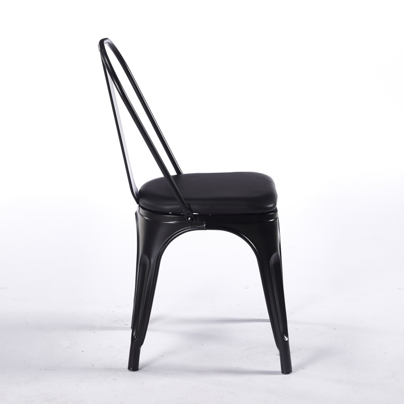 Chaise TOIX Tapissé - Noir - Lot de 4 - Madrid Mobiliario