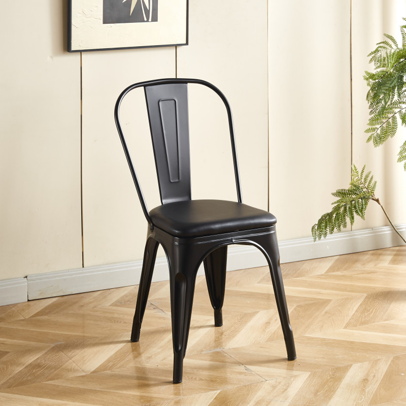 Chaise TOIX Tapissé - Noir - Lot de 4 - Madrid Mobiliario