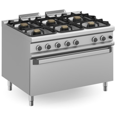 Fourneau à gaz - 6 feux - 3x7  3x11 kW - Avec four à gaz - Arilex  au meilleur prix sur Restock CHR