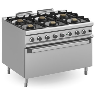Fourneau à gaz - 6 feux - 3x7  3x11 kW - Avec four à gaz et grill - Arilex  au meilleur prix sur Restock CHR