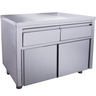 Armoire inox - 1200x700x850mm - 2 tiroirs - Porte coulissante - Sans dosseret - Saro  au meilleur prix sur Restock CHR
