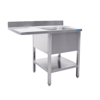 Station Évier - 1400x700x850mm - 1 Bac Droite - Étagère Drainage - Dosseret - Saro  au meilleur prix sur Restock CHR