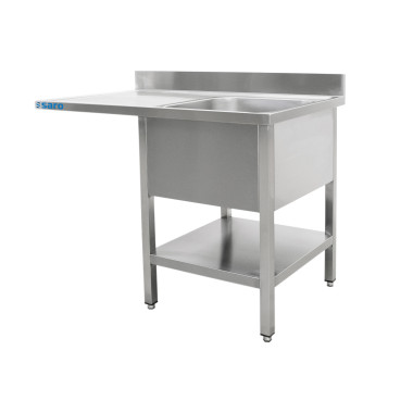 Station Évier - 1200x600x850mm - 1 Bac Droite - Étagère Drainage - Dosseret - Saro  au meilleur prix sur Restock CHR