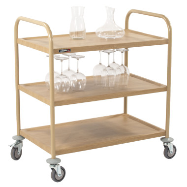Chariot de service imitation bois - 3 plateaux - Casselin  au meilleur prix sur Restock CHR