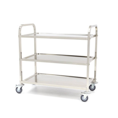 Chariot de service en acier inoxydable - 3 étagères - Maxima  au meilleur prix sur Restock CHR