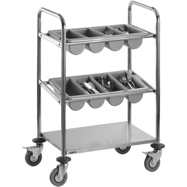 Chariot couverts - Inox - 2 bacs - Étagère - 630x400x980mm - INES - Saro  au meilleur prix sur Restock CHR