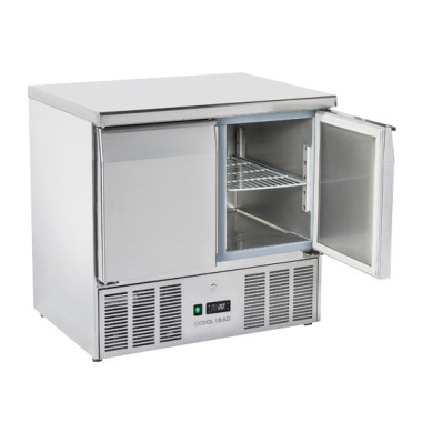 Table réfrigérée - 214L - 2 portes - GN 1/1 - 0/8°C - Thermostat digital - Cool Head  au meilleur prix sur Restock CHR
