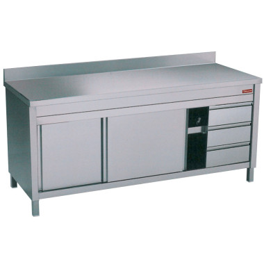 Table sur armoire neutre et 3 tiroirs à droite - Diamond  au meilleur prix sur Restock CHR