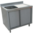 Plonge 1 cuve égouttoir droite sur armoire 2 coulissants - Diamond  au meilleur prix sur Restock CHR