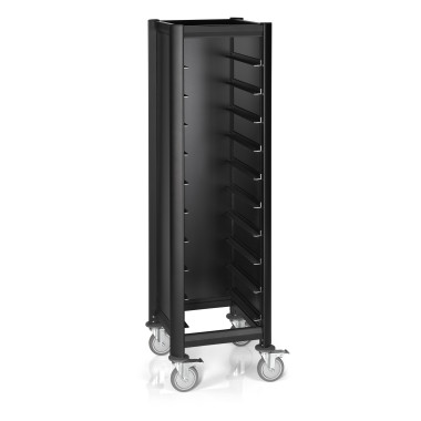 Chariot à plateaux 51,5 x 47,5 x 165 cm 10 plateaux noir MDF aluminium MENSA BLACK professionnel - Was Germany  au meilleur prix