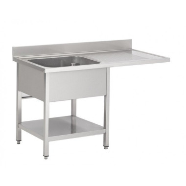 Plonge Inox 1 Évier 1 Égouttoir (P)600 X (H)850 Mm Dosseret et Tablette Intermédiaire et Sortie Lave-Vaisselle - Restock CHR  au
