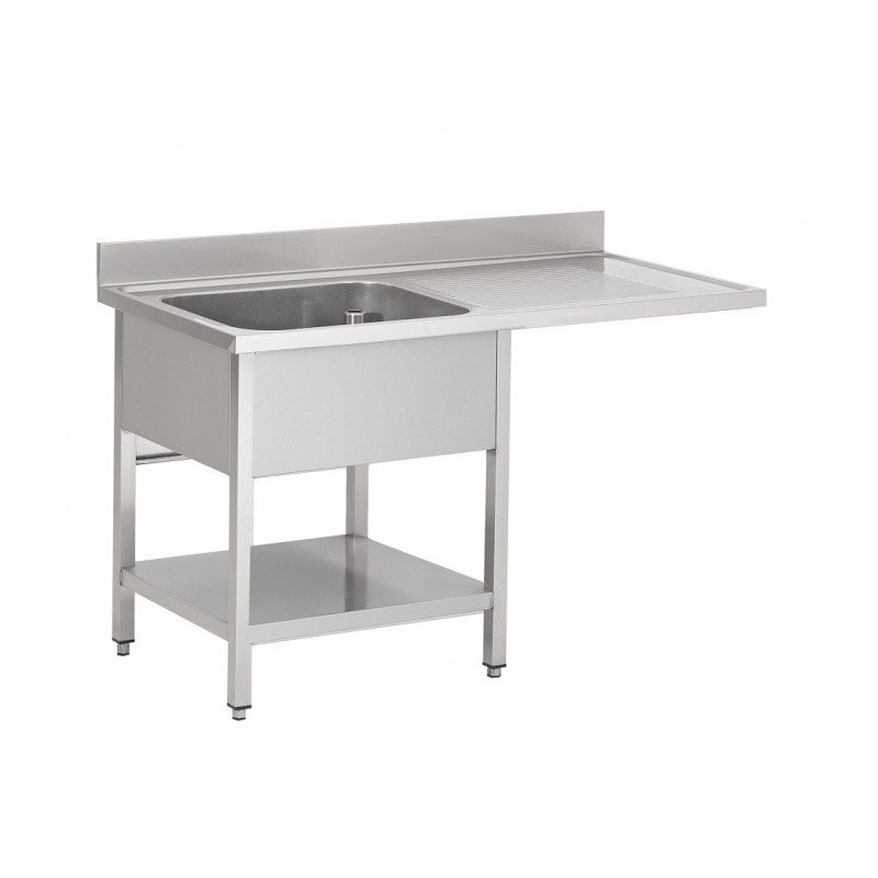 Plonge Inox 1 Évier 1 Égouttoir (P)600 X (H)850 Mm Dosseret et Tablette Intermédiaire et Sortie Lave-Vaisselle - Restock CHR  au