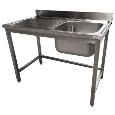 Plonge inox ECO 1 cuve égouttoir gauche, sans tablette inférieure - Diverso  au meilleur prix sur Restock CHR