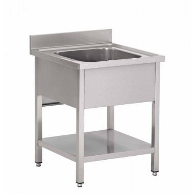 Plonge Inox 1 Évier (P)600 X (H)850 Mm Avec Dosseret Avec Tablette Intermédiaire Aisi 430 - Restock CHR  au meilleur prix sur Re