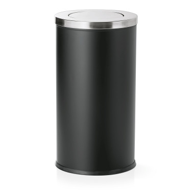 Acier inox chrome-nickel, Thermolaqué, Acier Poubelle avec couvercle basculant 37 cm 80 ltr époxy acier inox - Was Germany  au m
