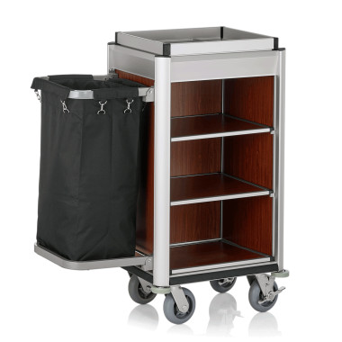 Chariot de chambre 95 x 55 x 116 cm 1 sac à linge chants clairs bois foncé ISABELLA professionnel - Was Germany  au meilleur pri
