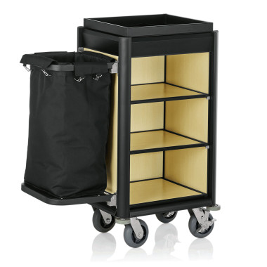 Chariot de chambre 95 x 55 x 116 cm 1 sac à linge chants noirs bois clair ISABELLA professionnel - Was Germany  au meilleur prix