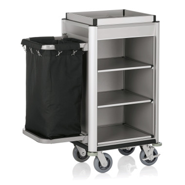 Chariot de chambre 95 x 55 x 116 cm 1 sac à linge chants clairs aspect alu ISABELLA professionnel - Was Germany  au meilleur pri