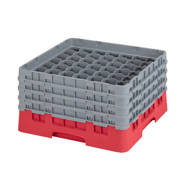 Casiers de lavage - 49 compartiments verres - Haut max 21.5 cm - 50 x 50 x 26.7 cm - Rouge Rosé - Lot de 2 - Cambro  au meilleur