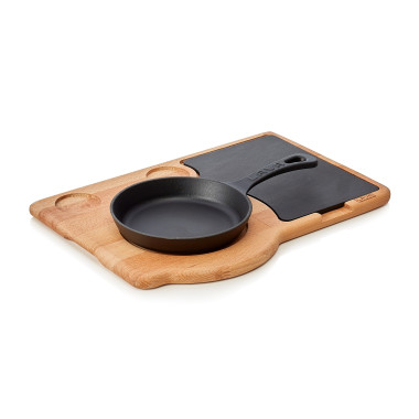 Assiette de service en bois avec poêle et plaque en fonte - WAS Germany  au meilleur prix sur Restock CHR