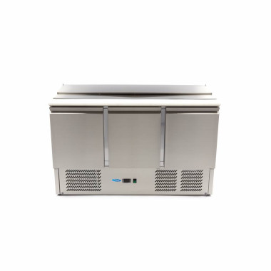 Saladette professionnelle 400L 137cm 3 portes inox avec planche à découper - Maxima  au meilleur prix sur Restock CHR
