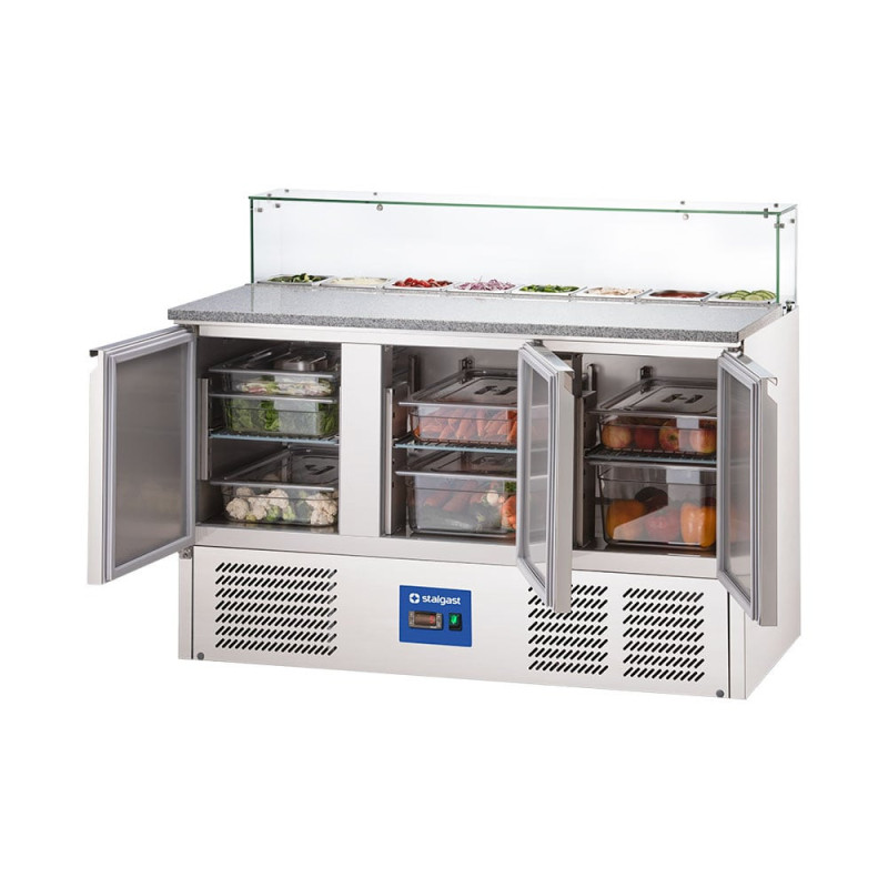 Table réfrigérée 3 portes pizza dessus en verre 402 litres - Stalgast  au meilleur prix sur Restock CHR
