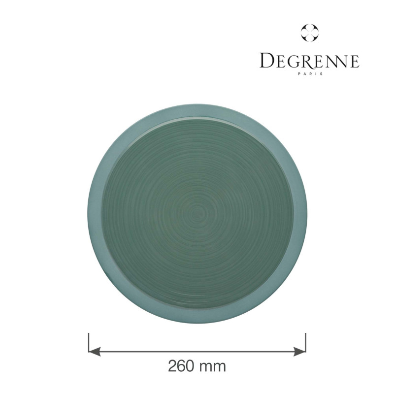 Assiette ronde en argile verte Bahia 260 mm - Finedine  au meilleur prix sur Restock CHR