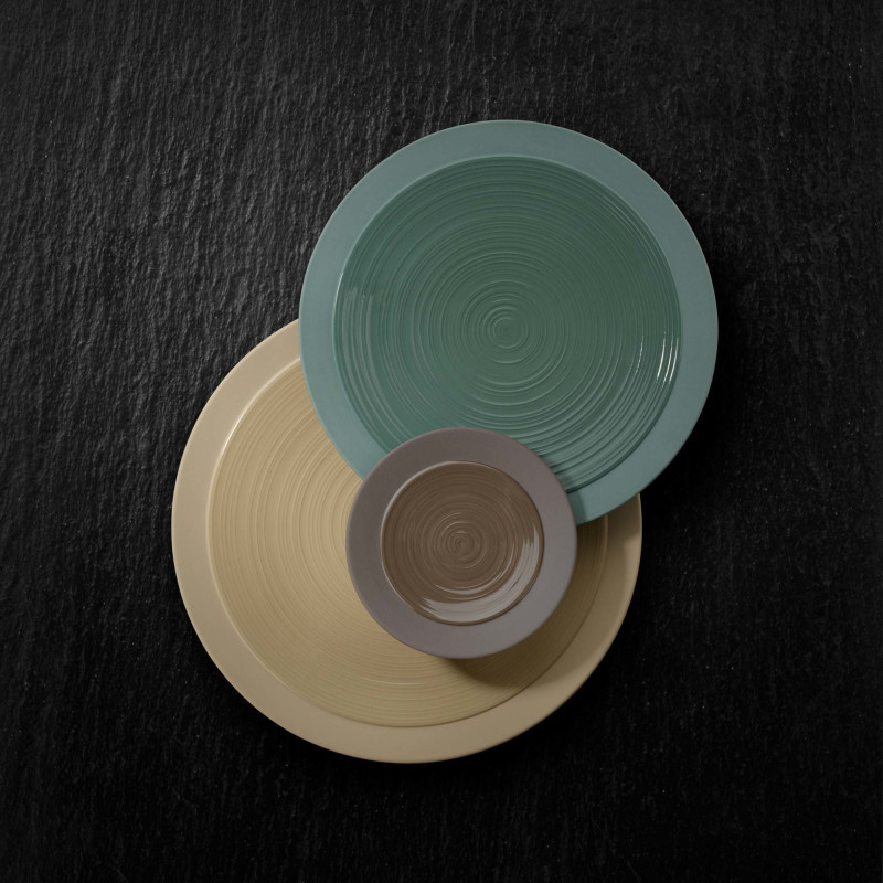 Assiette ronde en argile verte Bahia 260 mm - Finedine  au meilleur prix sur Restock CHR