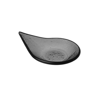Assiette en verre noir Vetro pour finger food goutte de pluie - 80x100mm - Lot de 6 - Finedine  au meilleur prix sur Restock CHR
