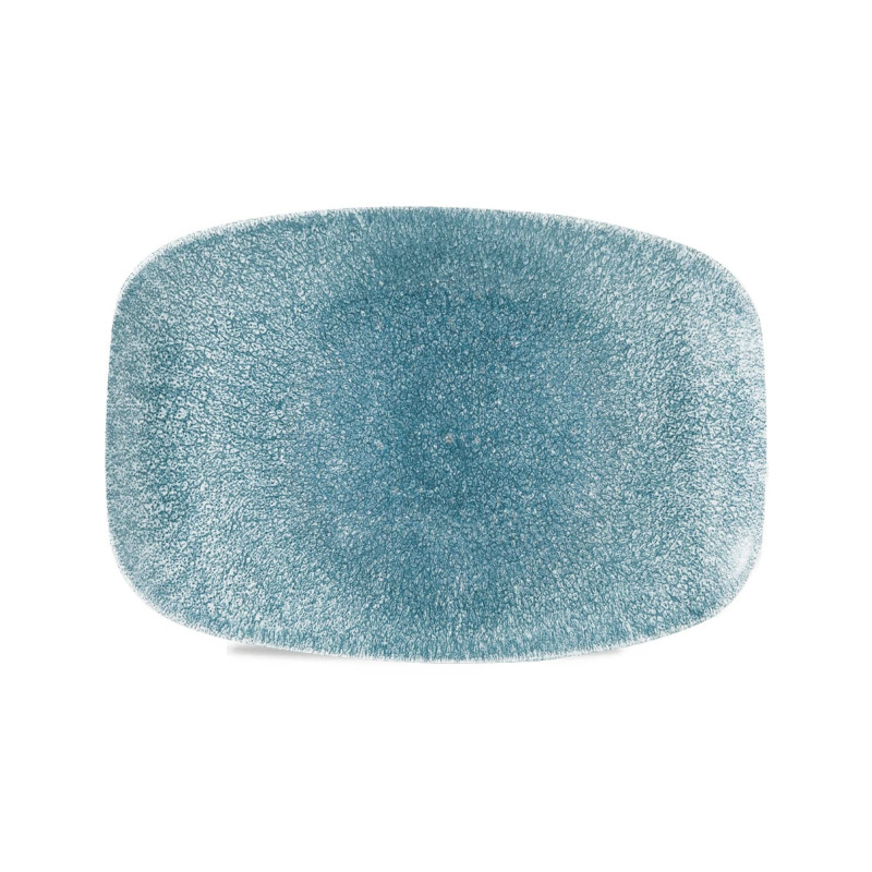 Plat oblong en céramique Raku bleu topaze 13 1/2" x 9 1/4" / 344 x 234 mm - Finedine  au meilleur prix sur Restock CHR