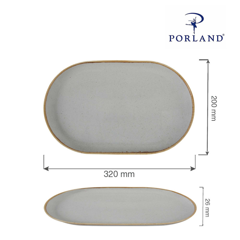 Plat ovale en céramique grise - 320x200mm - Finedine  au meilleur prix sur Restock CHR