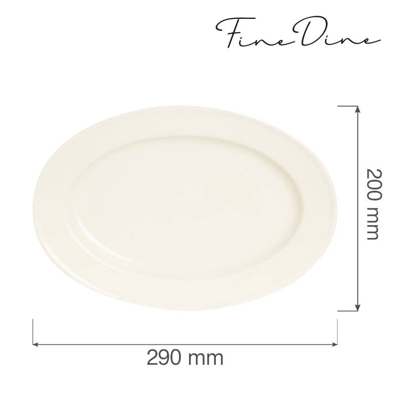 Plat ovale Crema - 290x200mm - Lot de 6 - Finedine  au meilleur prix sur Restock CHR