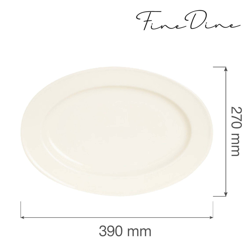 Plat ovale Crema - 390x270mm - Lot de 6 - Finedine  au meilleur prix sur Restock CHR